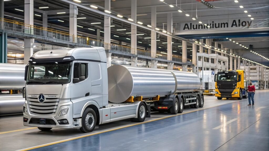 A pie chart visually representing the major sectors using aluminum, with 'Transportation' being the largest slice.